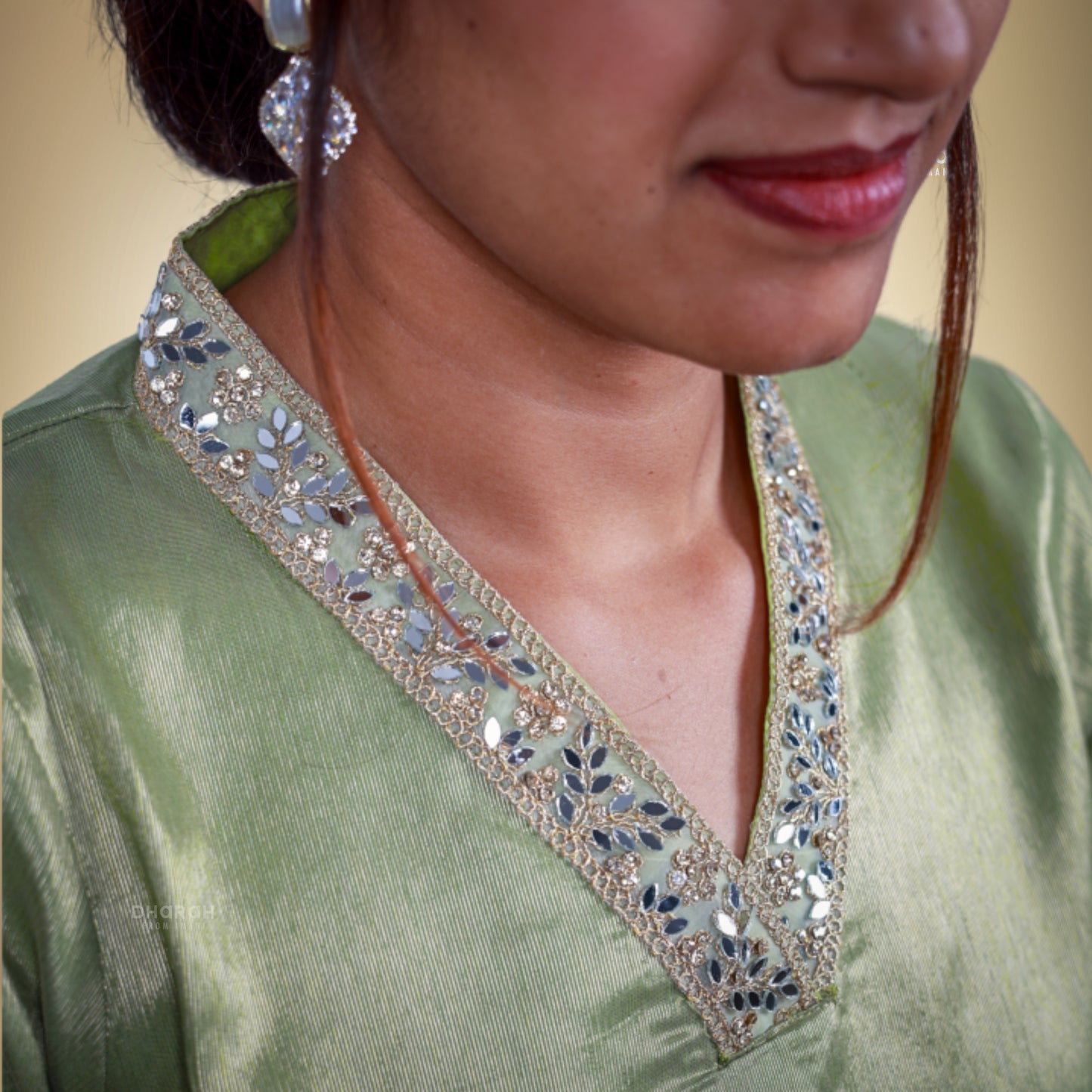 Trending Fresh Pista Green Shimmer Muslin 3-Kurti Set