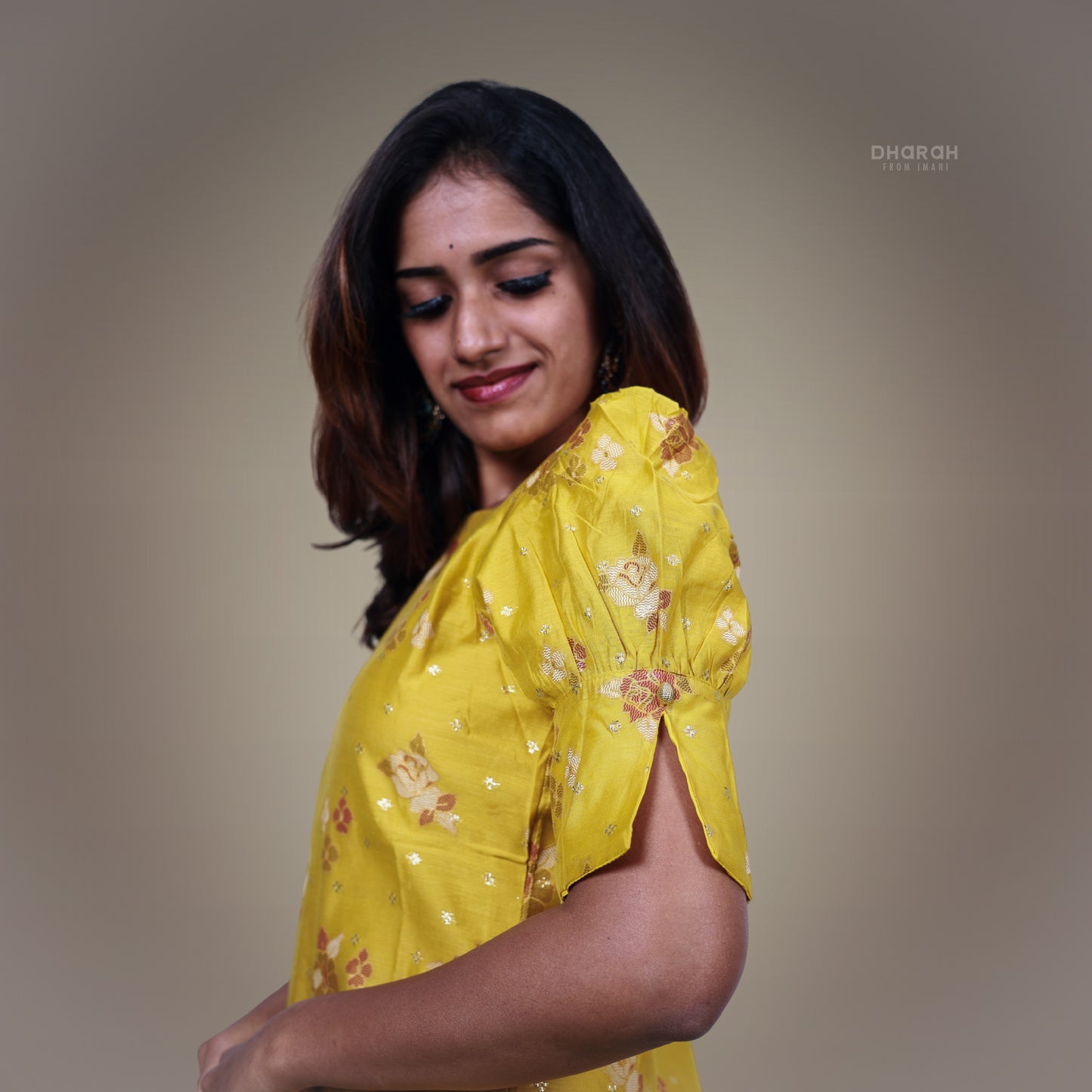 Stylish Lemon Cream Yellow Chanderi Kurti