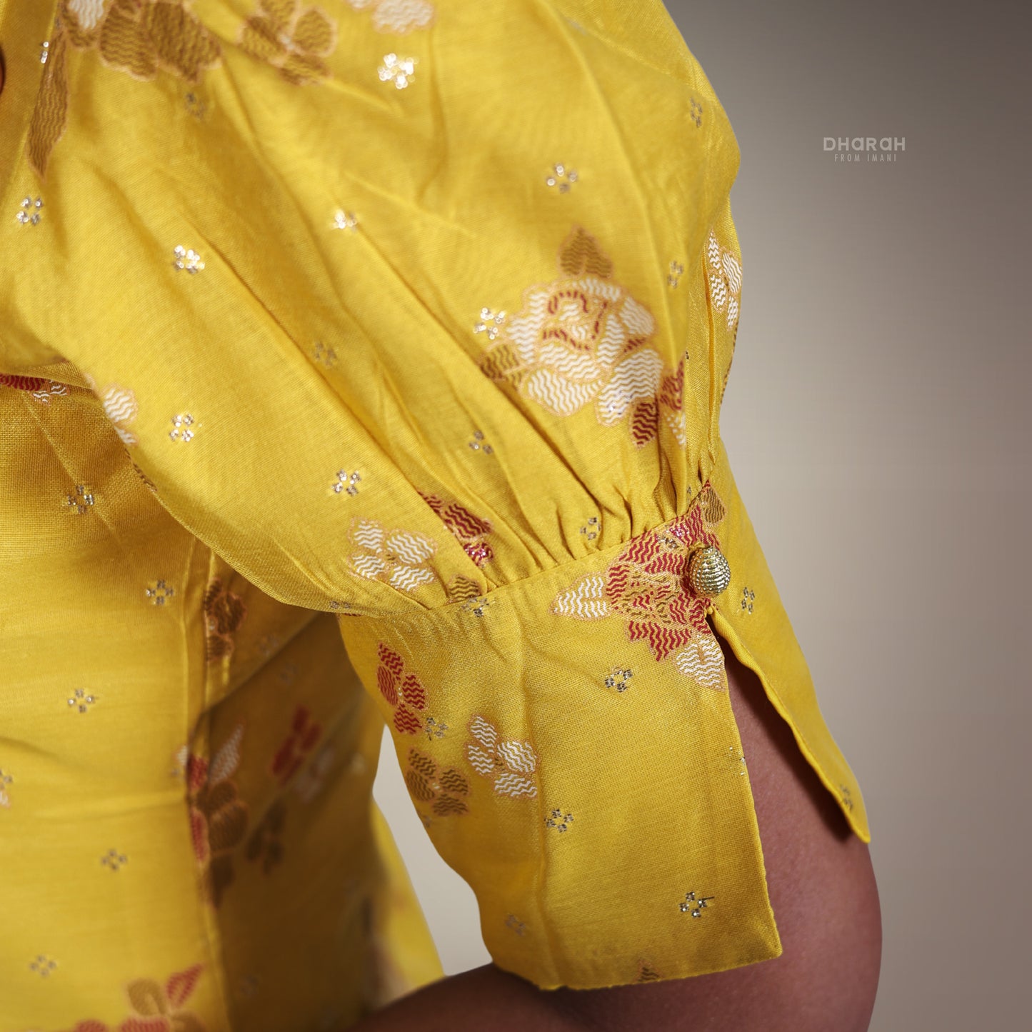 Lemon Cream Yellow Chanderi Kurti 2-Piece Kurti & Dupatta Set