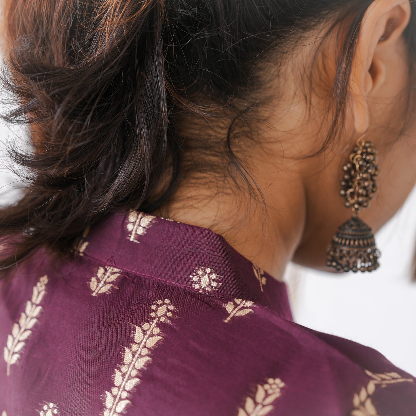 Elegant Tradition premium Chanderi Maroon Kurti  3-piece Kurti Set