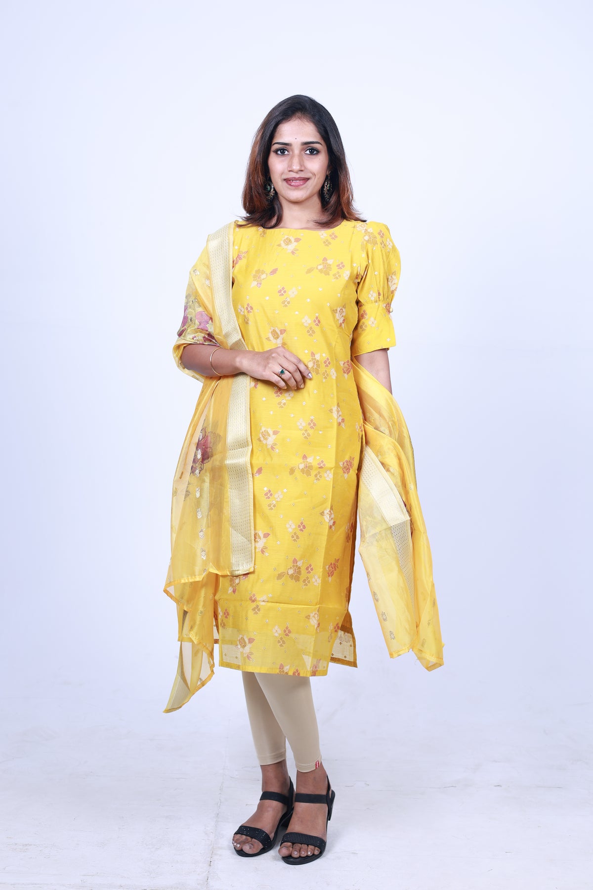 Lemon Cream Top & Dupatta
