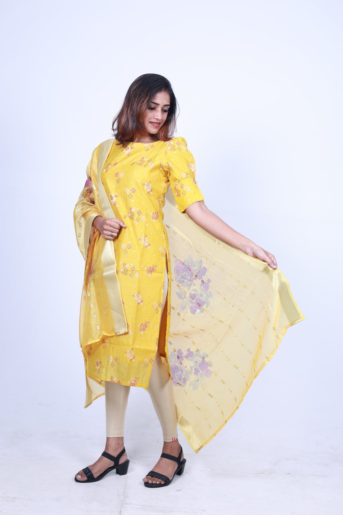 Lemon Cream Top & Dupatta