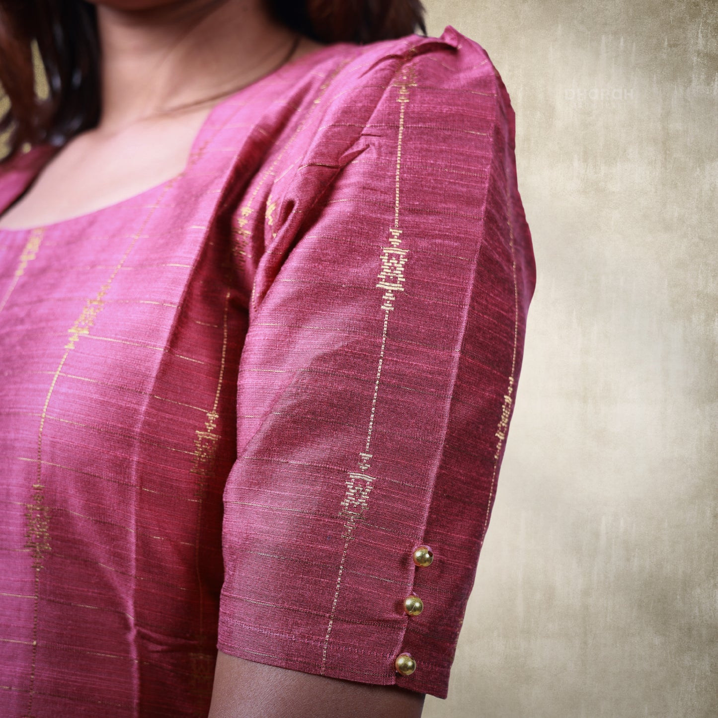 Heirloom Blush Pink Raw Silk Golden Zari Motifs Kurti 3-Piece Kurti Set