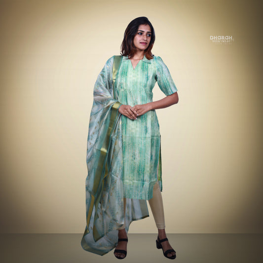 Pastal edition Soft Fancy Cotton Kurti & Dupatta 2-Piece Set