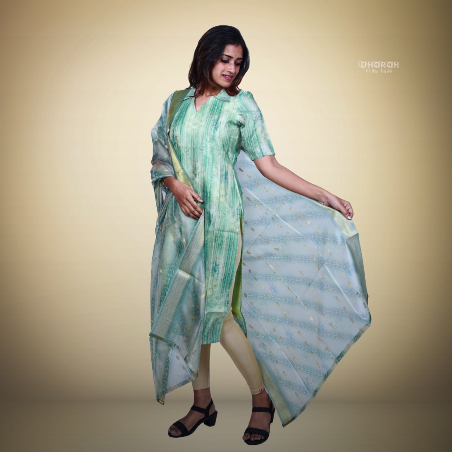 Pastal edition Soft Fancy Cotton Kurti & Dupatta 2-Piece Set